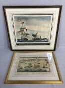 Antique prints of American Maritime interest and the War of Independence, one being the capture of