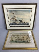 Antique prints of American Maritime interest and the War of Independence, one being the capture of