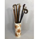 Collection of vintage walking sicks and canes (11 in total ) including some novelty, Tipple, Dice
