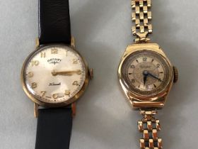 9ct gold watches, Ladies Rotary dress bracelet watch with MOP dial winds and runs approximately 19cm