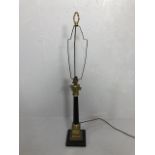 Vintage Lighting, Corinthian column lamp base of gilded and blackened metal along with its shade