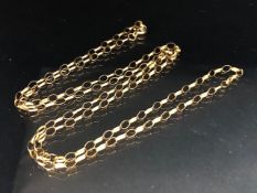 9ct Gold oval link chain approximately 30" 5.4g