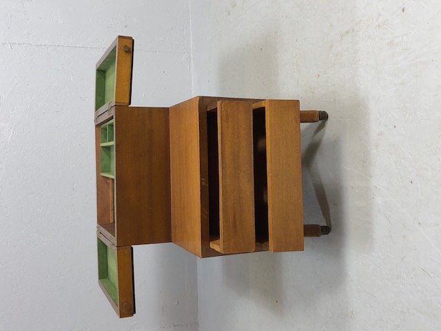 Mid century style teak storage unit (sewing or crafts box) in teak with drawers and storage trays on
