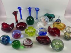 Glass Paperweights and art glass collection, coprising of 12 paper weights, Caithness, Midian,