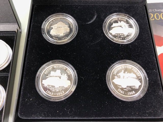 Coins, collection of British collectable commemorative coins, to include royal Mint classic car - Image 4 of 10