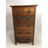 Antique Furniture, Arts and crafts style tall oak chest of drawers, run of four drawers with two