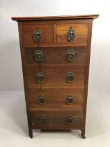 Antique Furniture, Arts and crafts style tall oak chest of drawers, run of four drawers with two