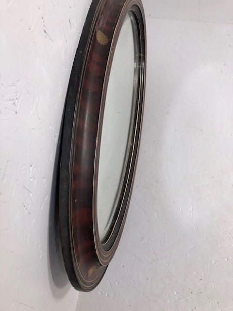 Antique mirror early 19th century oval bevel glass mirror in flame mahogany and ebonised frame - Image 4 of 5