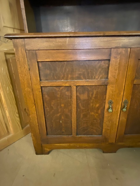 Arts and Crafts oak dresser with shelves above and two cupboards under by maker Curtiss & Sons, - Image 2 of 8