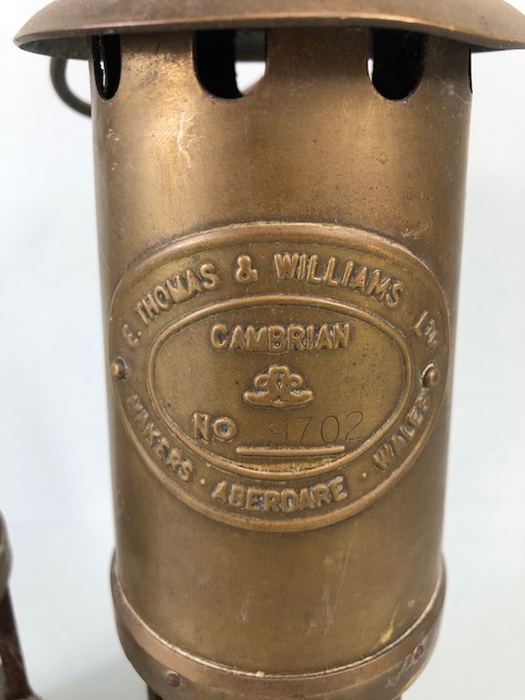 Miners Lamps, one brass, E THOMAS & WILLIAMS Ltd, MAKERS ABERDARE WALES , CAMBRIAN 970, the other - Image 4 of 7