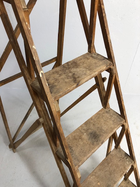 Vintage wooden folding set of steps by WOODWARE approx 154cm tall and one other - Image 3 of 5