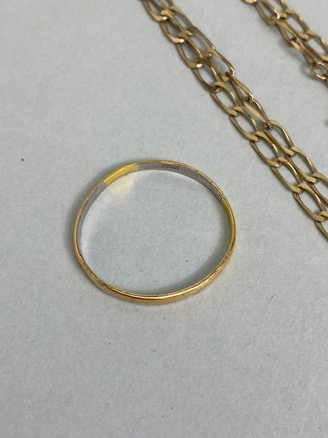 9ct gold flat trace chain approximately 4.5g (24inch), a 9ct trace or stock chain, and a platinum - Image 3 of 4