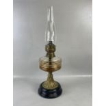 Antique 19th century oil Lamp faceted clear glass reservoir with brass base and fittings