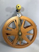 Decorators / Shop display interest, two oversized wheel cogs of composite board with a planetarium