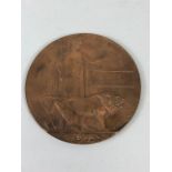 Military interest, WW1 British death plaque /penny for Bertie Cloughton approximately 12cm across