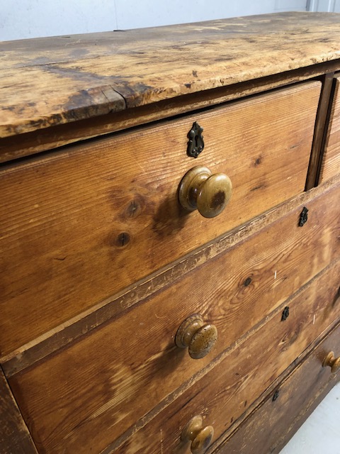 Five Drawer Antique pine chest of drawers approx 109 x 44 x 113cm - Image 3 of 9