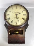 Antique clock, 19th century Mahogany cased pendulum wall clock domed glass front, white dial with