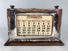 Early 20th century Silver fronted perpetual desk calendar, hall marked for Birmingham