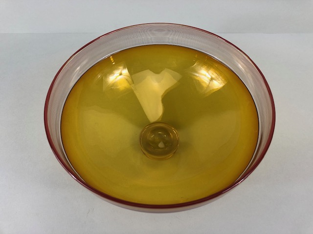 Art Studio glass, Three amber glass bowls all with ground bases one with a signature - Image 10 of 12