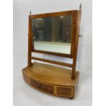 Antique Mahogany bow front swivel toilet mirror on single draw base 48 x 58cm