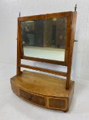 Antique Mahogany bow front swivel toilet mirror on single draw base 48 x 58cm