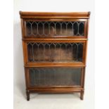 Three section Globe Wernicke bookcase with leaded glazed panel doors approx 87 x 31 x 125cm