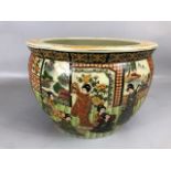 Decorative Chinese Ceramic Fish bowl (Jardiniere) decorated with colourful scenes of Japanese