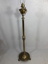 Vintage lighting, heavy brass standard lamp in the style of a Victorian Oil Lamp approximately 180