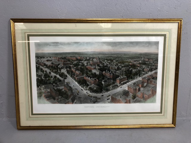 Vintage print of American interest, Harvard University 1906 framed and glazed approximately 95 x