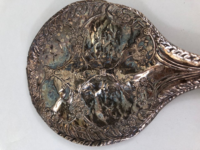Silver, Silver hallmarked hand mirror and Hair brush both A/F - Image 3 of 9