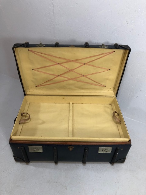 Vintage wooden bound travel trunk - Image 2 of 10