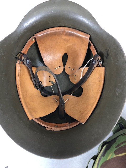 Militaria interest, British Mk 6 Helmet with cover, WW2 German Helmet reissued to the Spanish, 2 x - Image 7 of 10