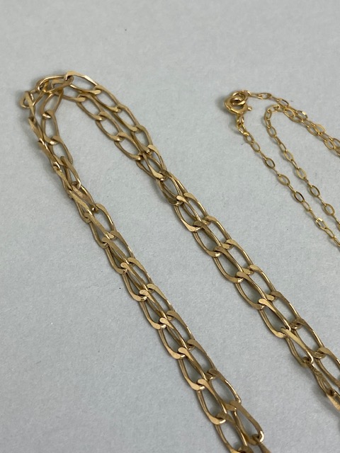 9ct gold flat trace chain approximately 4.5g (24inch), a 9ct trace or stock chain, and a platinum - Image 4 of 4