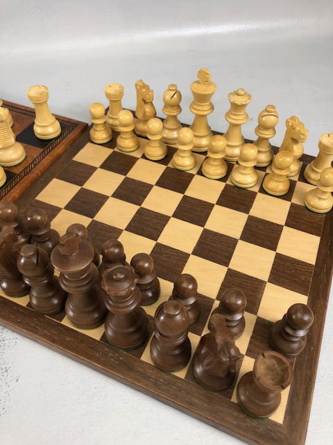 Vintage chess sets, two boxwood chess sets with boards, one approximately 30 x 30cm the other 40 x - Image 2 of 7