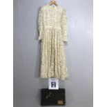 Vintage Clothing, an exceptional 1940s Nottingham Lace Wedding Dress, full length dress of lace with