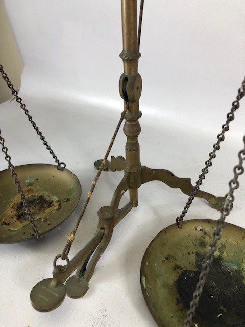 Antique Scales, 19th century brass banking scales by Doyle & Son London, stamped to cross member and - Image 7 of 11