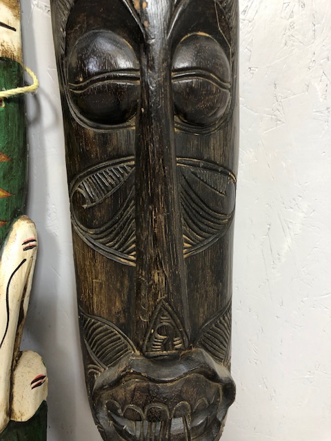 Decorative tribal interest, two large carved wall masks, African figure and an Egyptian fertility - Image 9 of 15
