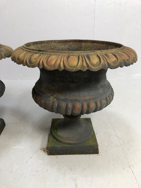 Pair of wrought iron garden planters or Urns of classical style with flared rims (approx 48cm in - Image 2 of 10