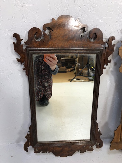Antique Mirrors, two early 19th century wooden framed mirrors of scroll design one with a carved - Image 2 of 3