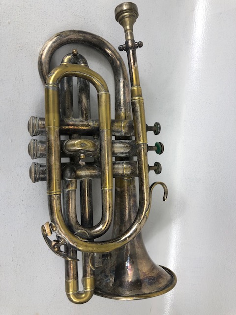 Musical instruments, plated brass Cornet by R J Ward & Sons, 10 St Ann Street Liverpool