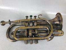 Musical instruments, plated brass Cornet by R J Ward & Sons, 10 St Ann Street Liverpool