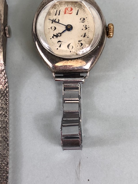 Silver watches, Vintage 925 silver bracelet dress watch by Jean Renet, winds and runs, along with - Image 7 of 7