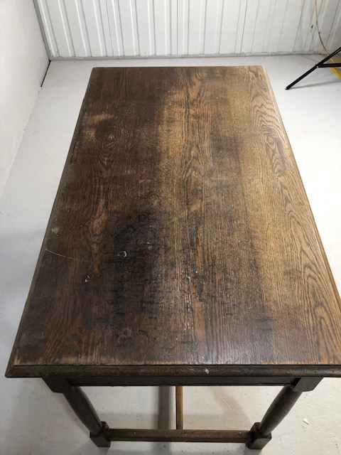 Antique Furniture, 19th century oak side table with two drawers, drop down lion mask handles - Image 3 of 6