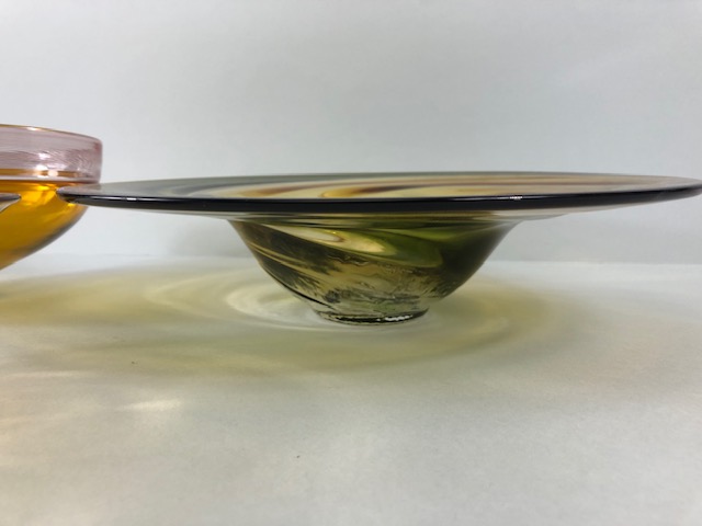 Art Studio glass, Three amber glass bowls all with ground bases one with a signature - Image 6 of 12