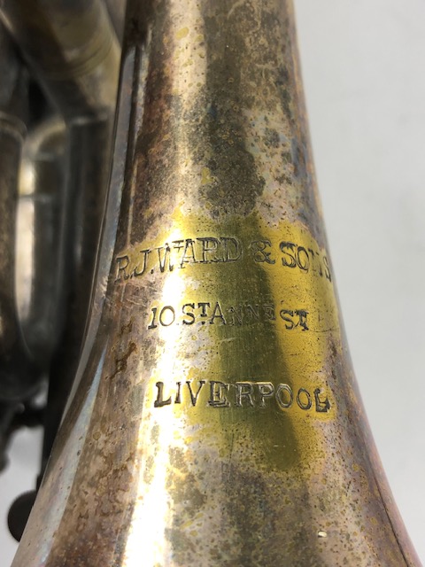 Musical instruments, plated brass Cornet by R J Ward & Sons, 10 St Ann Street Liverpool - Image 8 of 9