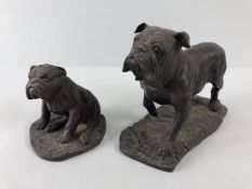 Cold cast bronze study of a bull dog plinth with signature (illegible) approximately 14cm high along