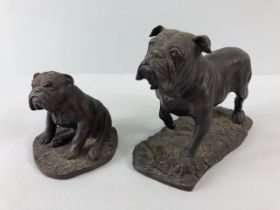 Cold cast bronze study of a bull dog plinth with signature (illegible) approximately 14cm high along