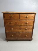 Five Drawer Antique pine chest of drawers approx 109 x 44 x 113cm