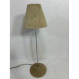 modern table lamp, chrome stem with grey suede base and shade approximately 69cm high