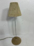 modern table lamp, chrome stem with grey suede base and shade approximately 69cm high
